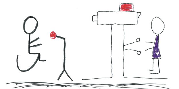 Zwei gezeichnete Figuren, die eine Fernsehsendung machen