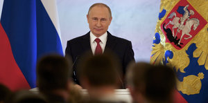 Wladimir Putin bei seiner Ansprache im Kreml.