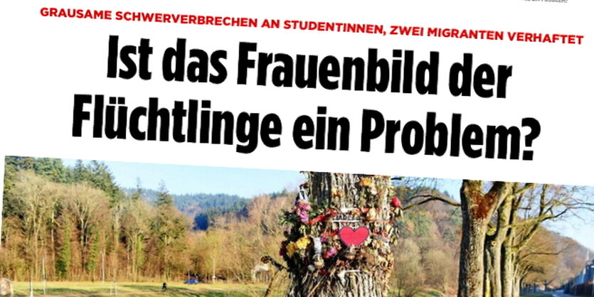 Ein Screenshot von Bild.de zeigt die Überschrift "Ist das Frauenbild der Flüchtlinge ein Problem?"