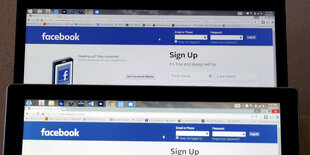 Login-Bildschirm von Facebook