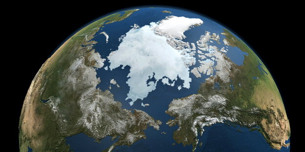 die Arktis aus dem Weltall betrachtet