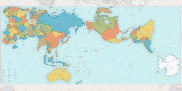 Eine ungewöhnlich anmutende Weltkarte