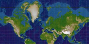 Nordhälfte einer Weltkarte in der Mercator-Projektion