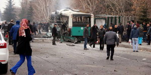 Zerstörter Bus in Kayseri