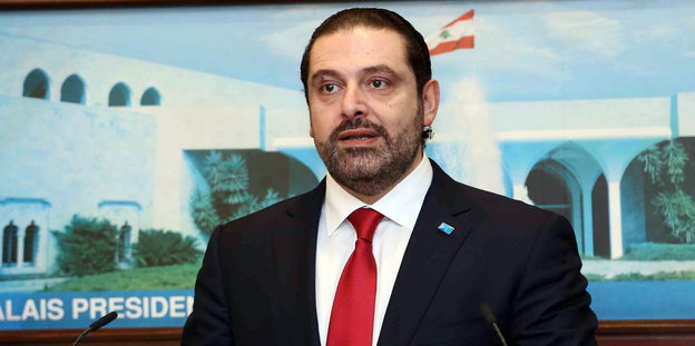Ministerpräsident Saad Hariri in bei einem Fernsehinterview