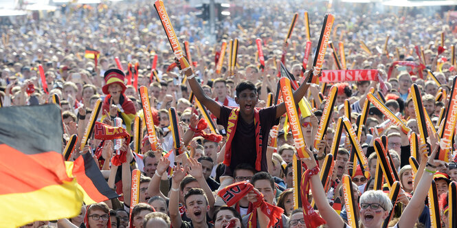 Jubelnde Fans beim deutschen EM-Spiel gegen Nordirland