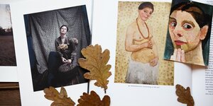 Eine Collage aus Bilder von Paula Modersohn-Becker und einem Foto der Autorin dieses Textes