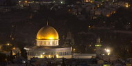 Ein Blick auf den Tempelberg in Jerusalem bei Nacht