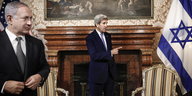 John Kerry und Benjamin Netanyahu bei einem Treffen in Rom Mitte 2016