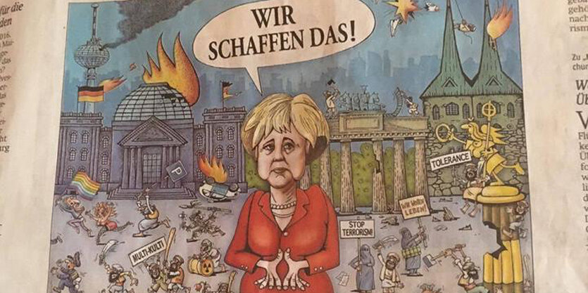 Ein Ausriss der Zeitung mit der besprochenen Karikatur