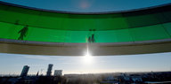 Das Kunstmuseum mit dem Regenbogen auf dem Dach in Aarhus