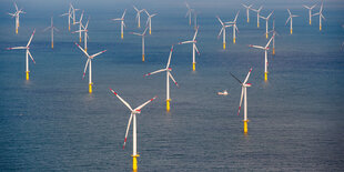 In Meer stehen Windräder