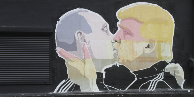 Graffiti mit Wladimir Putin und Donald Trump in der litauischen Hauptstadt Vilnius