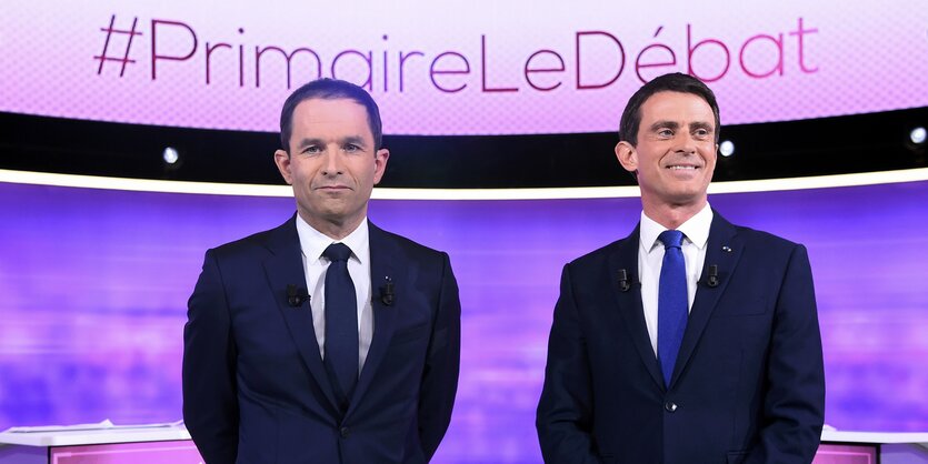 Zwei Männer, Benoit Hamon und Manuell Valls