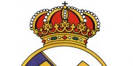 Das Logo von Real Madrid im Zoom mit Krone und daraufplatziertem Kreuz über den Vereinsinitialien