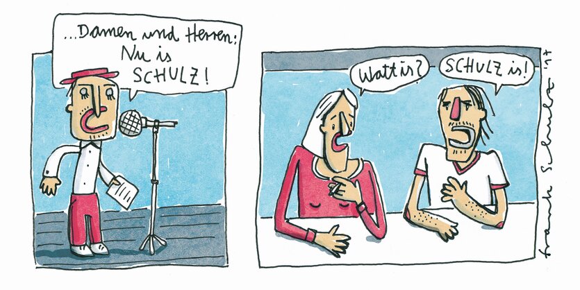 Eine Karikatur über den Namen Schulz