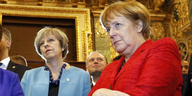 Theresa May und Angela Merkel in Valletta