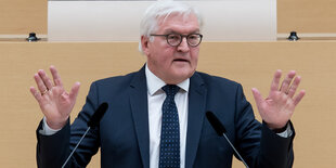 Frank-Walter Steinmeier gestikuliert