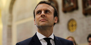 Porträt des französischen Präsidentschaftskandidaten Emmanuel Macron