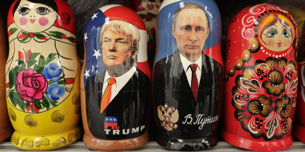 Wladimir Putin und Donald Trump als Babuschkas