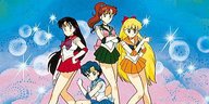 Vier Frauen aus einer japanischen Anime-Serien