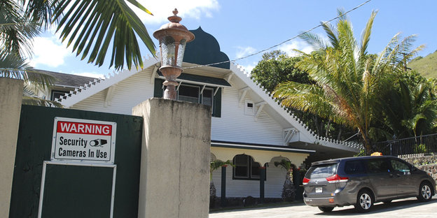 Eine Sicherheitskamera am Eingang der muslimischen Vereinigung auf Hawai