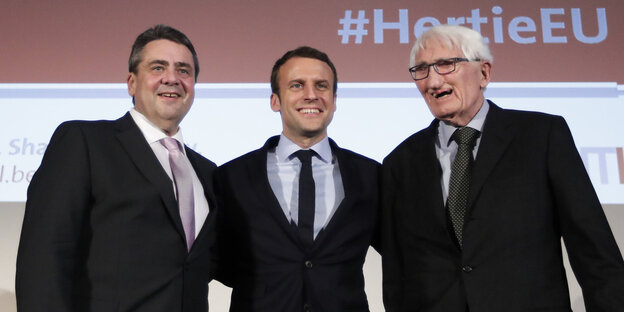 Sigmar Gabriel, Emmanuel Macron, Jürgen Habermas (vlr)