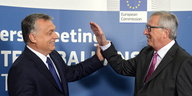 EU-Kommissionspräsident Jean-Claude Juncker begrüßt Viktor Orbán