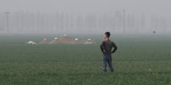 Mann auf einem Feld vor Rongcheng