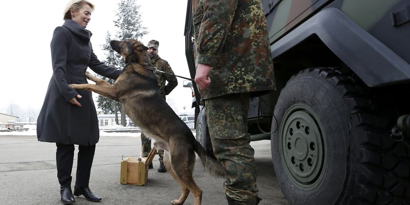 Von der Leyen, ein Schäferhund, Soldaten