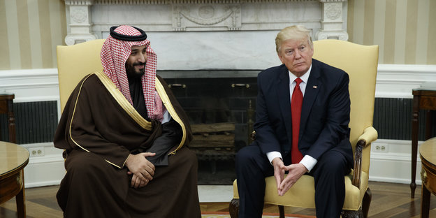 Zwei Männer, Mohammed bin Salman und Donald Trump