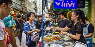 Ein Straßenstand in Bangkok