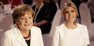 Angela Merkel und Ivanka Trump lächeln