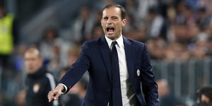 Juventus-Trainer Massimiliano Allegri brüllt auf dem Spielfeld