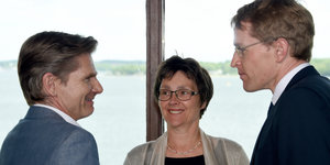 Heiner Garg (FDP), Monika Heinold (Grüne) und Daniel Günther (CDU)