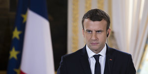 Emmanuel Macron am Rednerpult