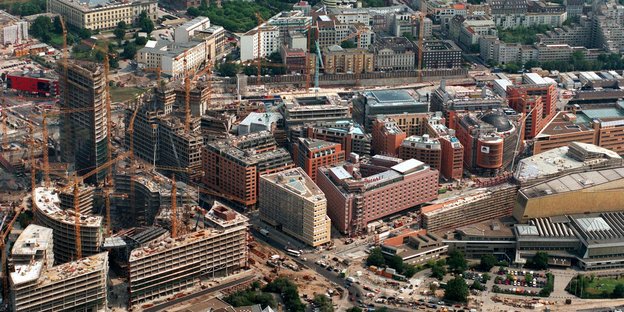 Luftaufnahme der Potsdamer Platz Baustelle