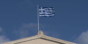Die griechische Flagge im Wind