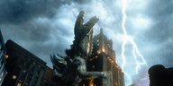Godzilla greift ein Gebäude an
