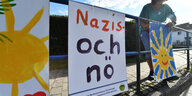 ein Plakat mit der Aufschrift "Nazis och nö"