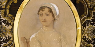 Emaille-Bild von einer Frau