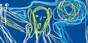Edvard Munchs Bild Der Schrei in Paint gemalt