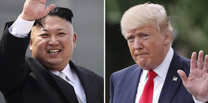 Doppelporträt Kim Jong Un und Donald Trump