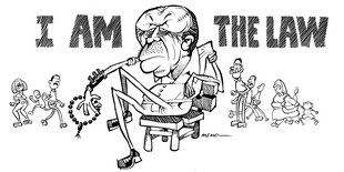 Erdoagn, gezeichnet, mit der Schrift, I Am the law