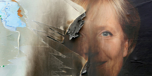 zerrissenes Merkel-Plakat