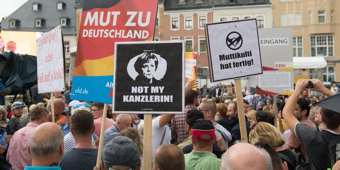 Wahlkampfauftritt von Angela Merkel in Annaberg-Buchholz, Sachsen