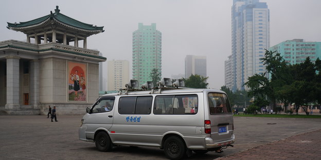 Lautsprecherwagen in Pjöngjang