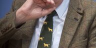 Gauland trägt eine Krawatte mit einem Muster mit gelben Jagdhunden
