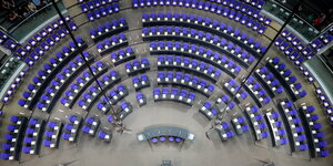 Der Plenarsaal im Bundestag, Luftaufnahme