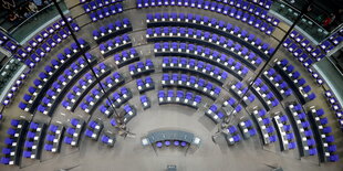 Der Plenarsaal im Bundestag, Luftaufnahme